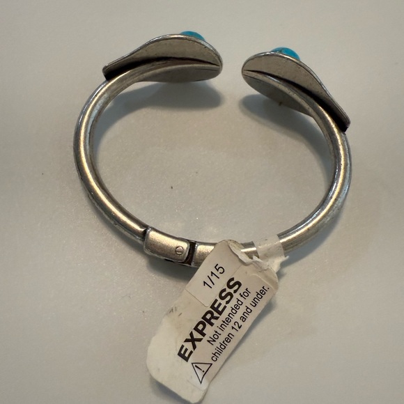 Express Silver Cuff Bracelet with Turquoise Accents - Picture 1 of 3